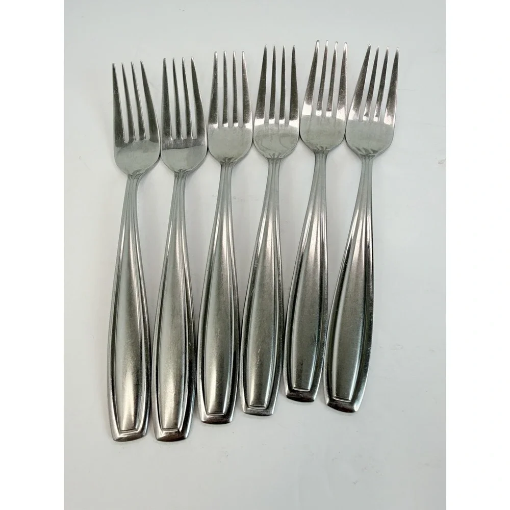 Oneida Satin Bristol Everdale Stainless Dinner Forks Lot Of 6